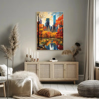 Autumn Urban Oasis in New York Artistic Poster PosterGoat