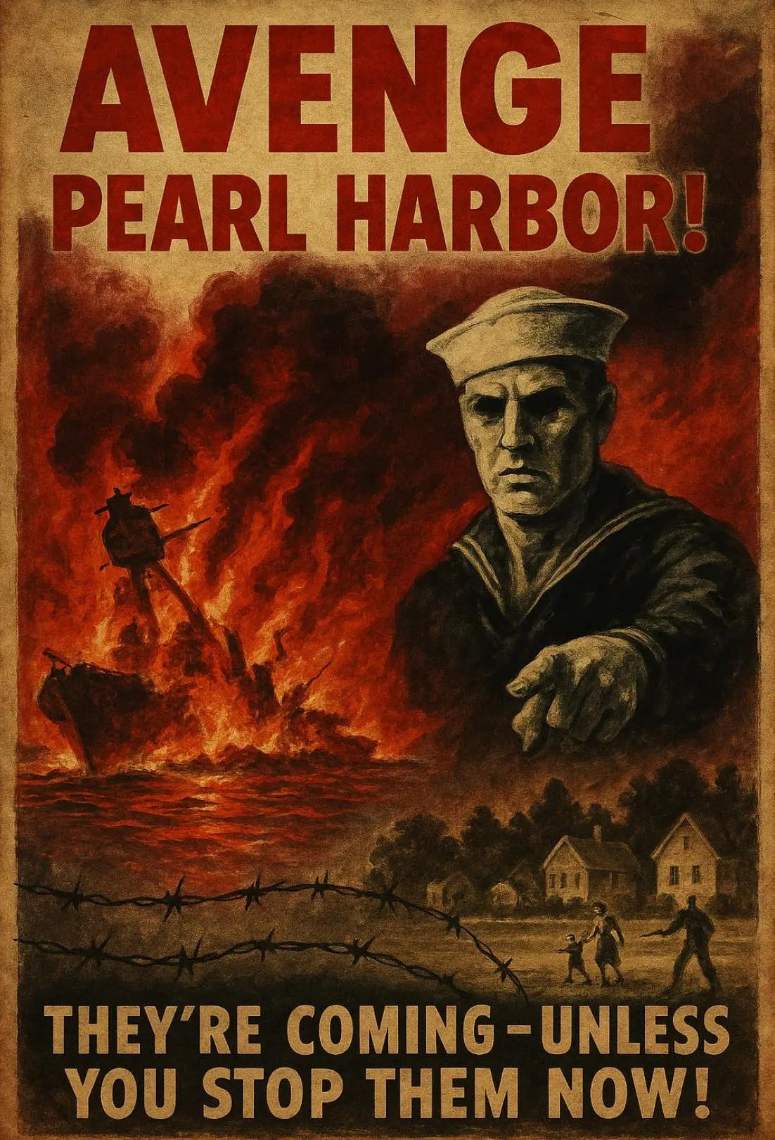 Avenge Pearl Harbor World War II Propaganda Poster PosterGoat