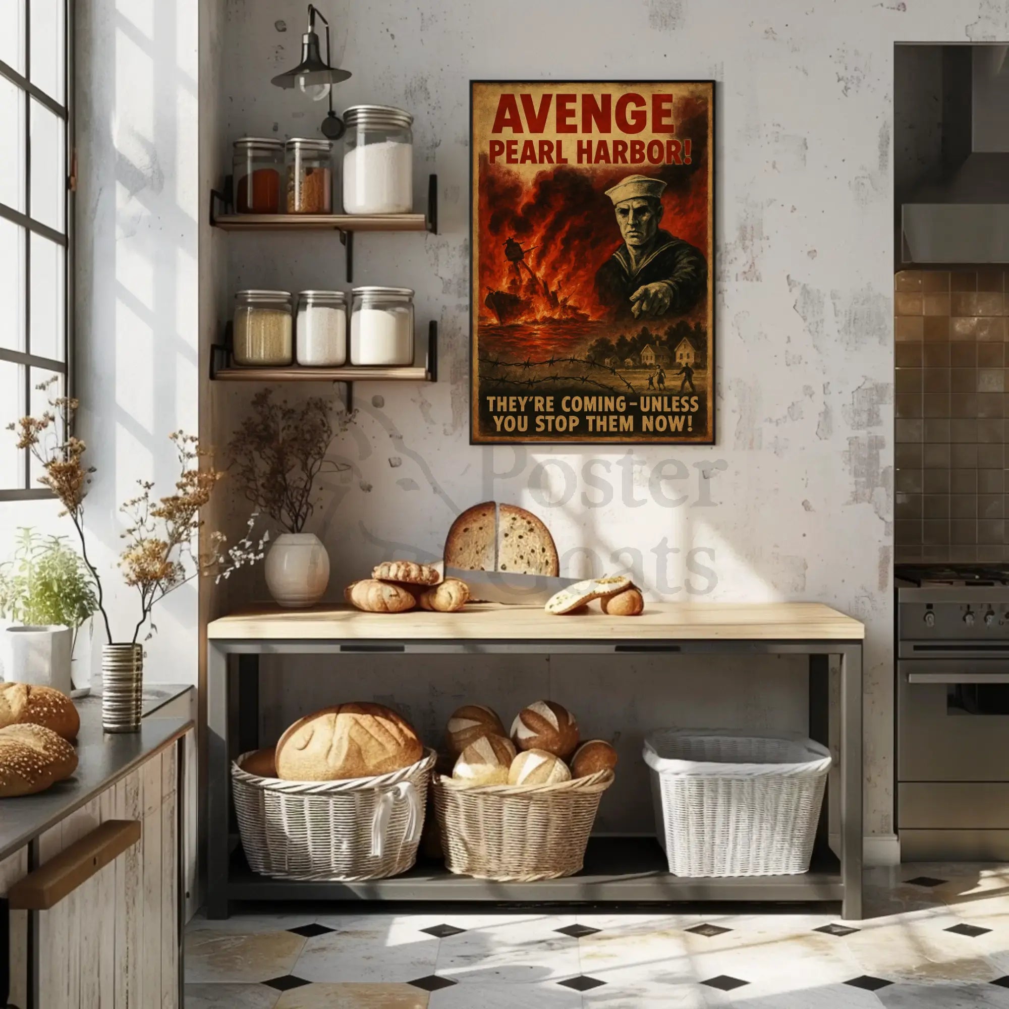 Avenge Pearl Harbor World War II Propaganda Poster PosterGoat