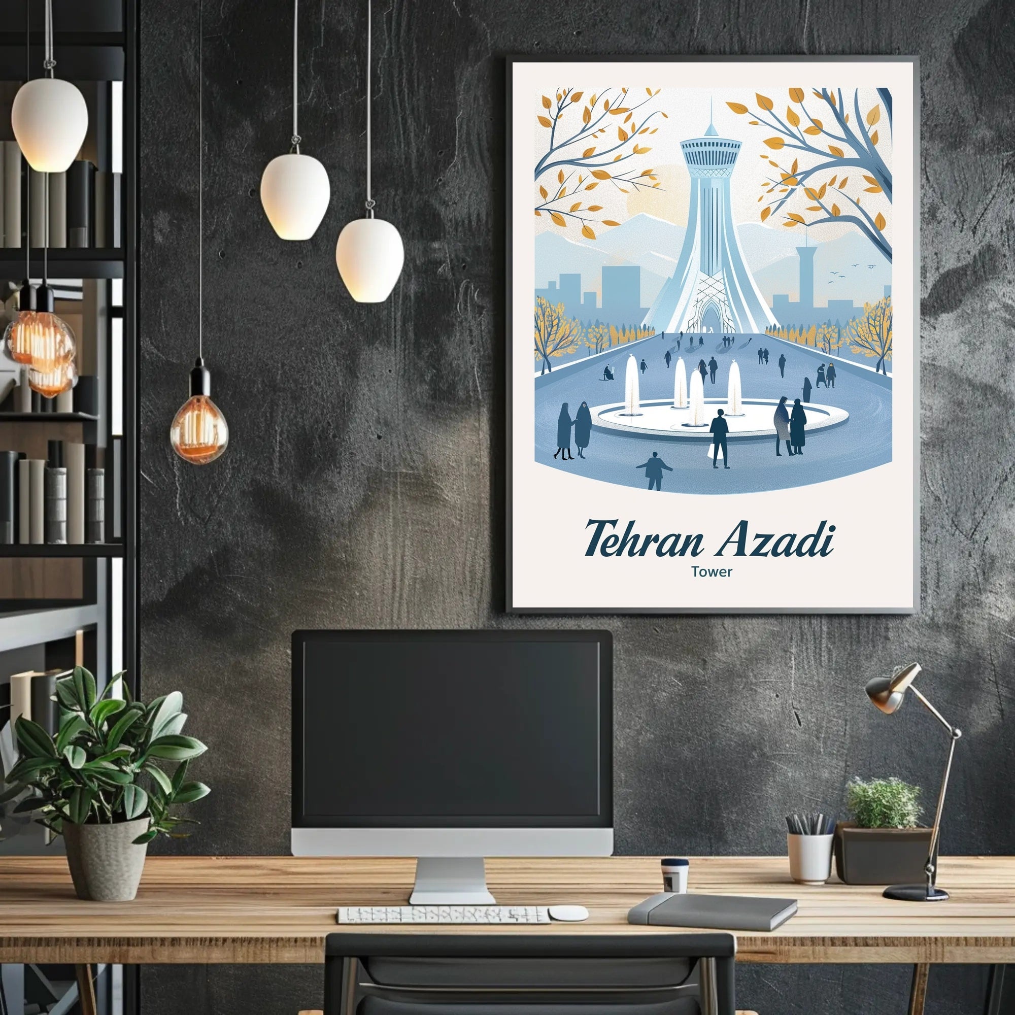 Azadi Tower Modern Art Urban Cityscape Poster PosterGoat