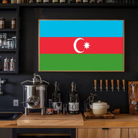 Azerbaijan Flag Minimalist Design National Pride Country Flag Poster PosterGoat