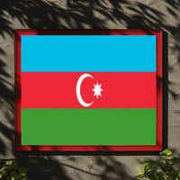 Azerbaijan Flag Minimalist Design National Pride Country Flag Poster PosterGoat