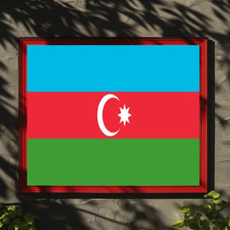 Azerbaijan Flag Minimalist Design National Pride Country Flag Poster PosterGoat