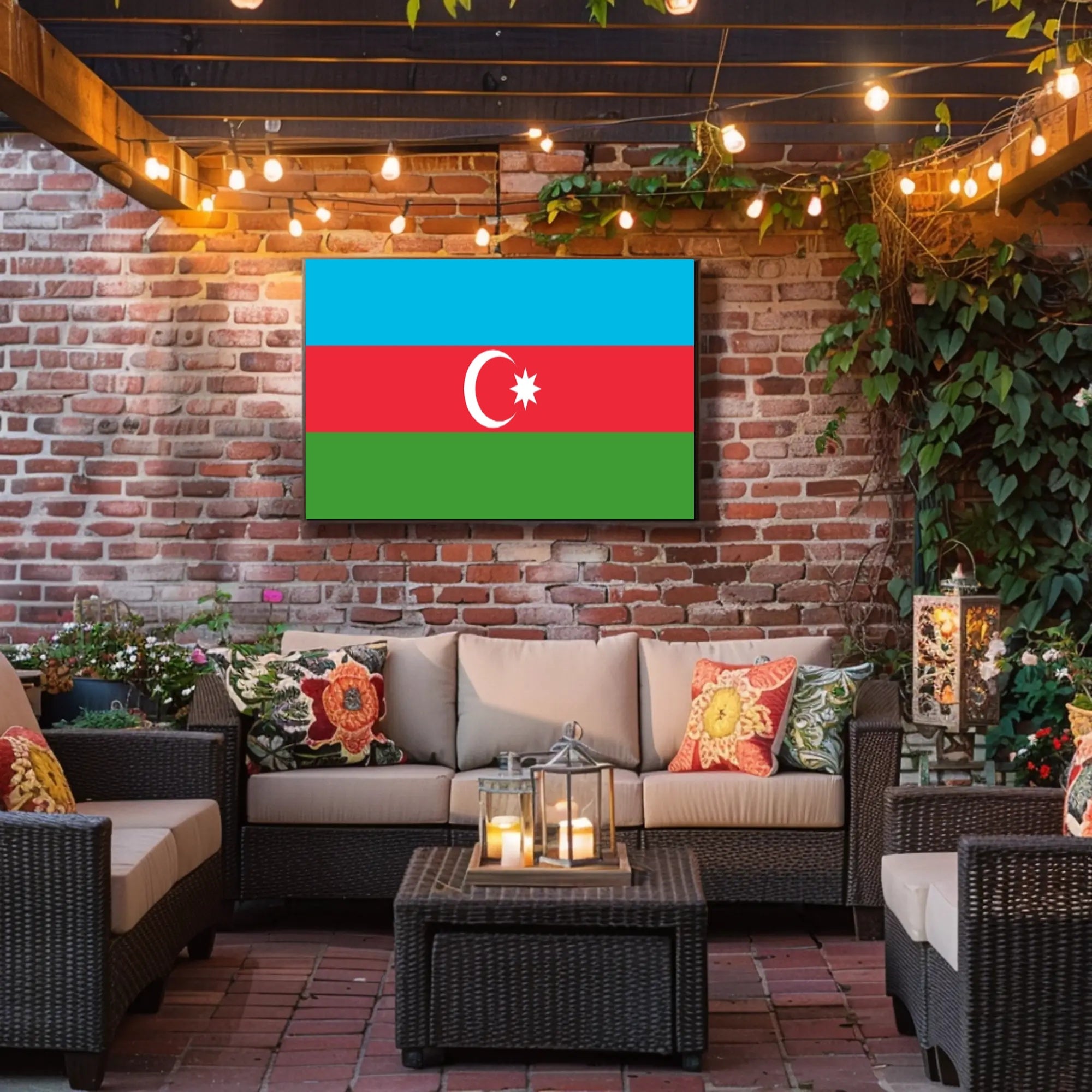 Azerbaijan Flag Minimalist Design National Pride Country Flag Poster PosterGoat