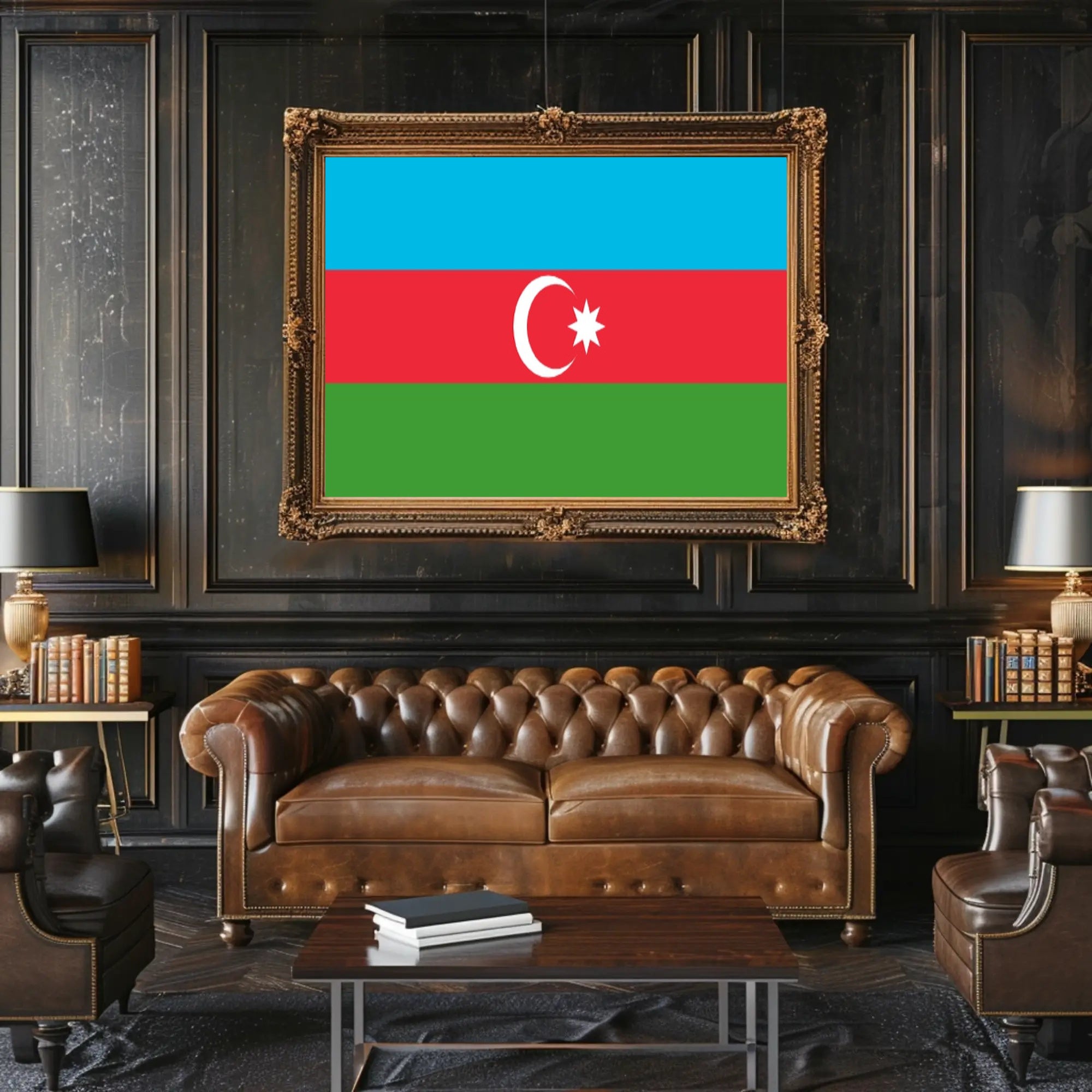 Azerbaijan Flag Minimalist Design National Pride Country Flag Poster PosterGoat