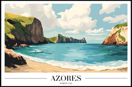 Azores Scenic Coastal Landscape Vintage Travel Poster PosterGoat