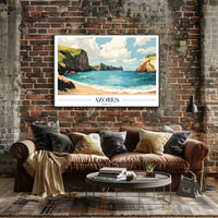 Azores Scenic Coastal Landscape Vintage Travel Poster PosterGoat