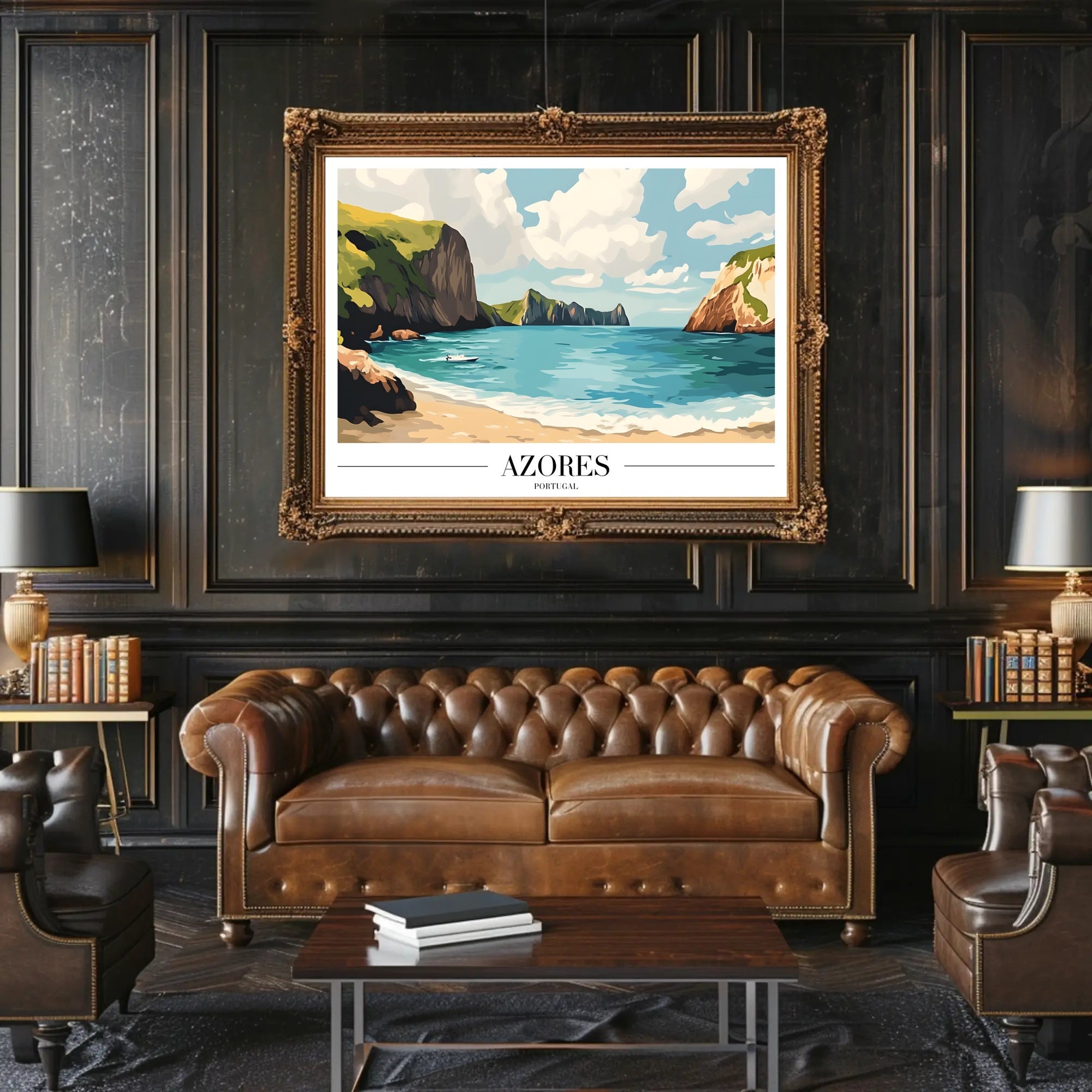 Azores Scenic Coastal Landscape Vintage Travel Poster PosterGoat