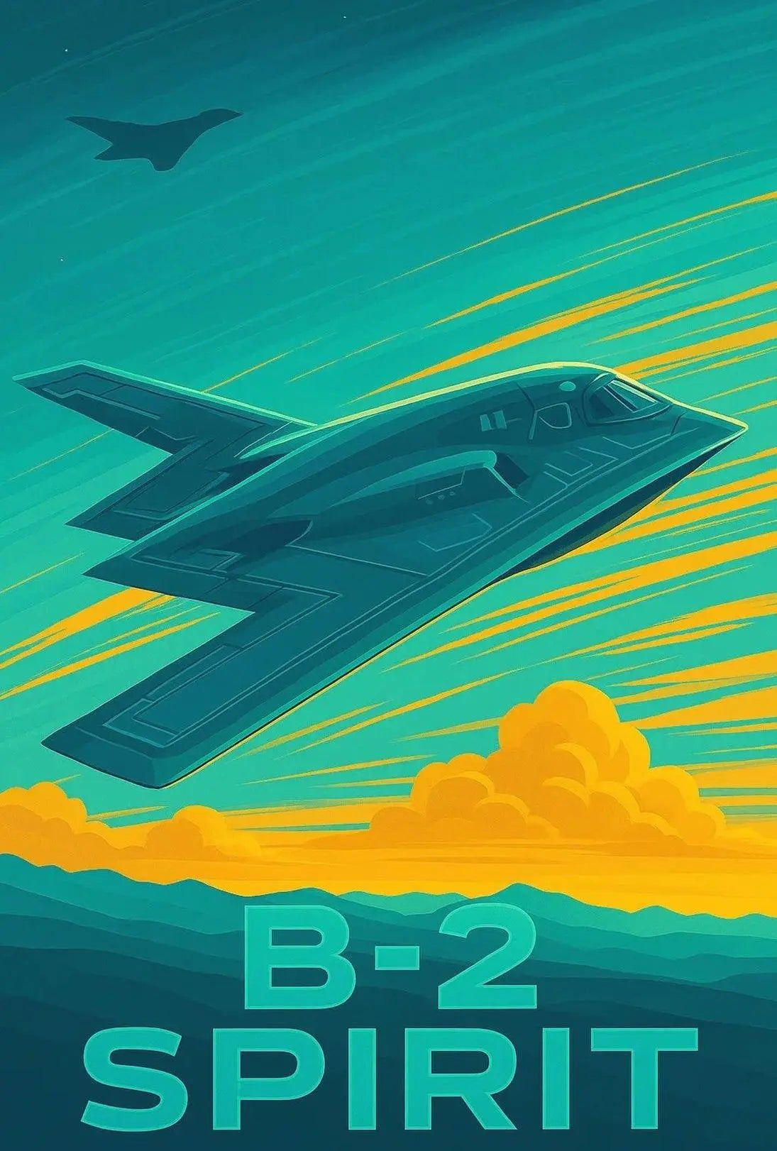 B-2 Spirit Stealth Aircraft Dramatic Retro Military Recruitment Poster PosterGoat