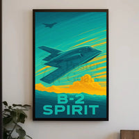 B-2 Spirit Stealth Aircraft Dramatic Retro Military Recruitment Poster PosterGoat