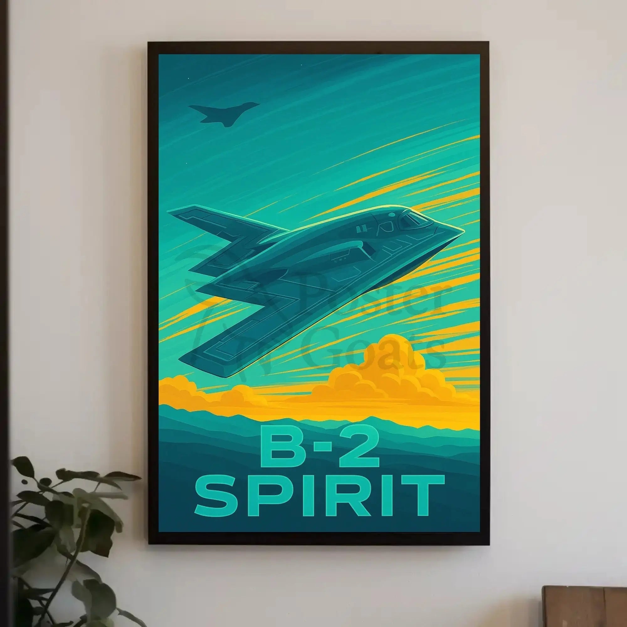 B-2 Spirit Stealth Aircraft Dramatic Retro Military Recruitment Poster PosterGoat