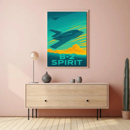 B-2 Spirit Stealth Aircraft Dramatic Retro Military Recruitment Poster PosterGoat
