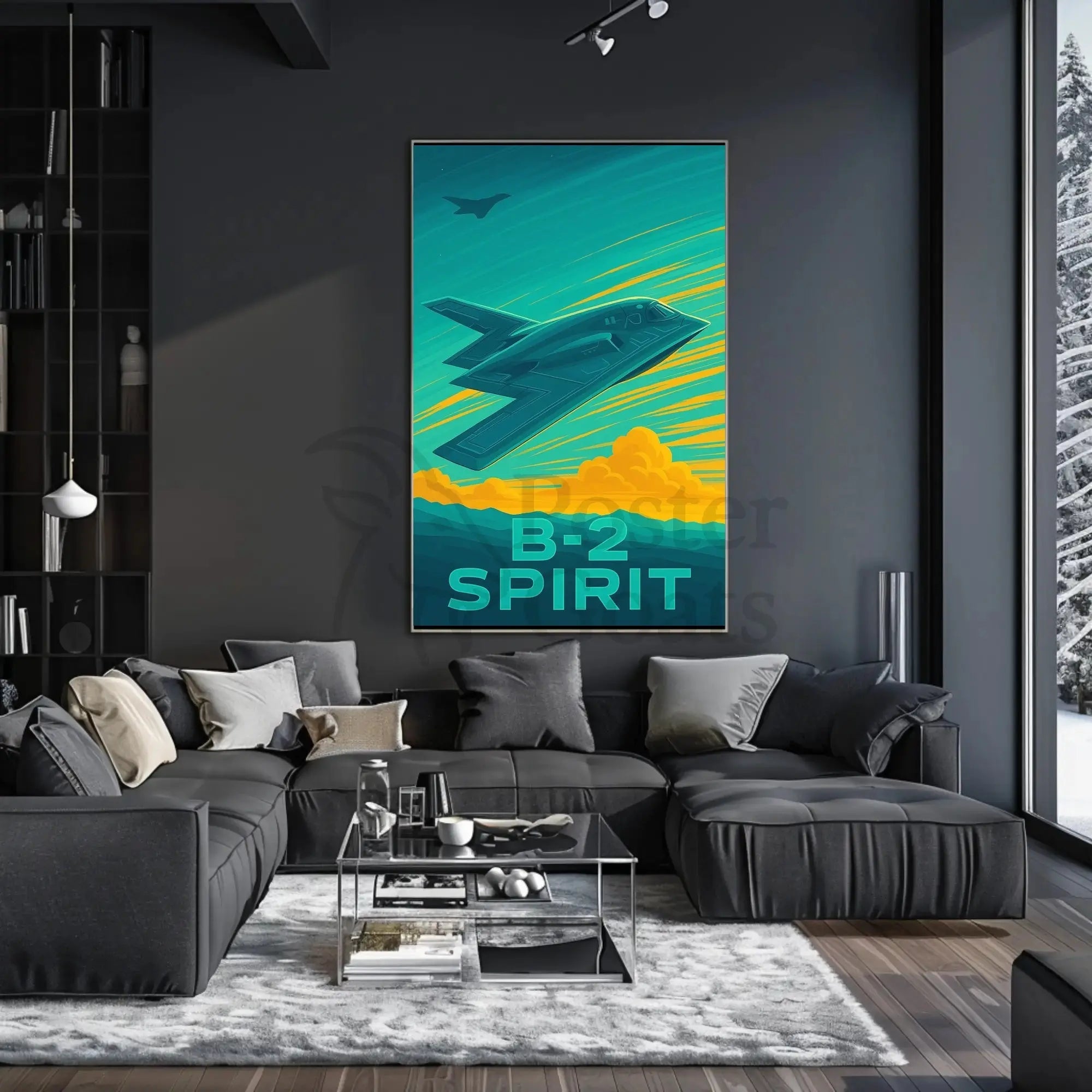 B-2 Spirit Stealth Aircraft Dramatic Retro Military Recruitment Poster PosterGoat
