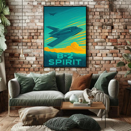 B-2 Spirit Stealth Aircraft Dramatic Retro Military Recruitment Poster PosterGoat