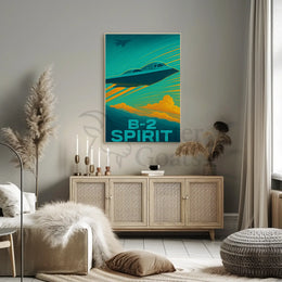 B-2 Spirit Stealth Bomber Art Futuristic Sci-Fi Poster PosterGoat