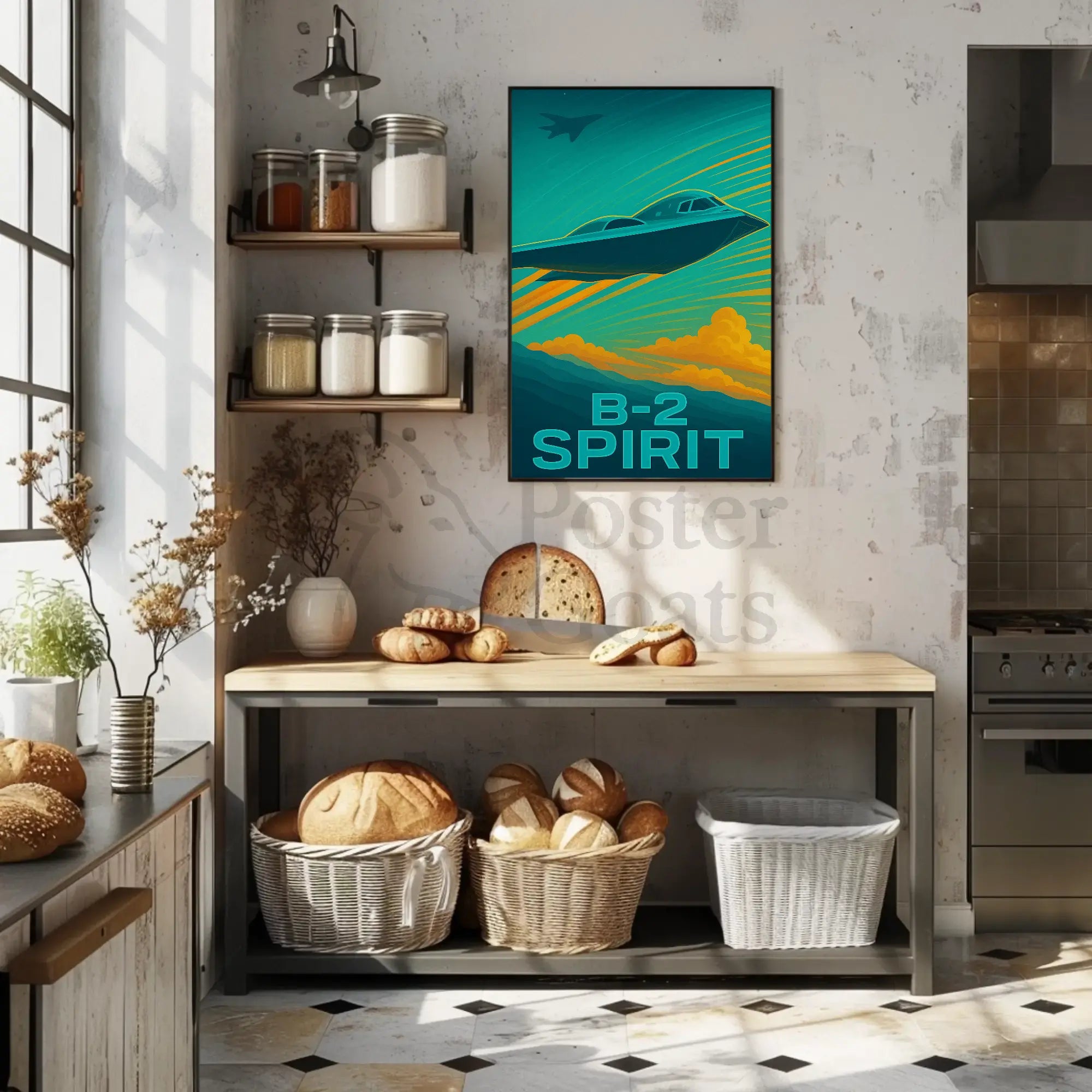 B-2 Spirit Stealth Bomber Art Futuristic Sci-Fi Poster PosterGoat