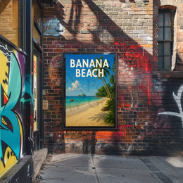 BANANA BEACH Tropical Paradise Vintage Travel Poster PosterGoat