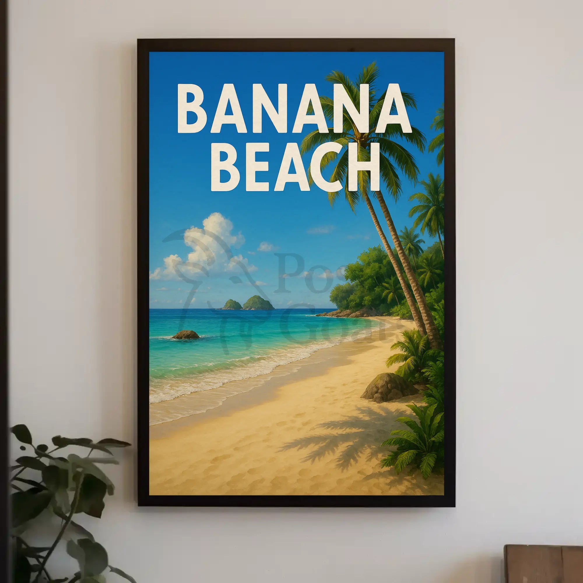 BANANA BEACH Tropical Paradise Vintage Travel Poster PosterGoat