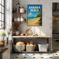BANANA BEACH Tropical Paradise Vintage Travel Poster PosterGoat
