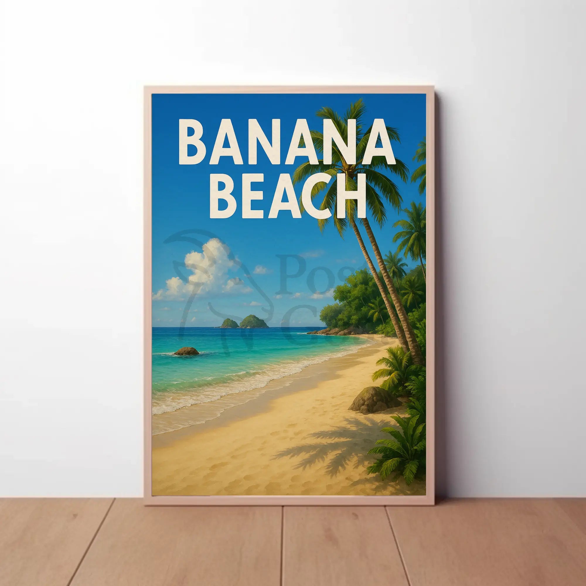 BANANA BEACH Tropical Paradise Vintage Travel Poster PosterGoat