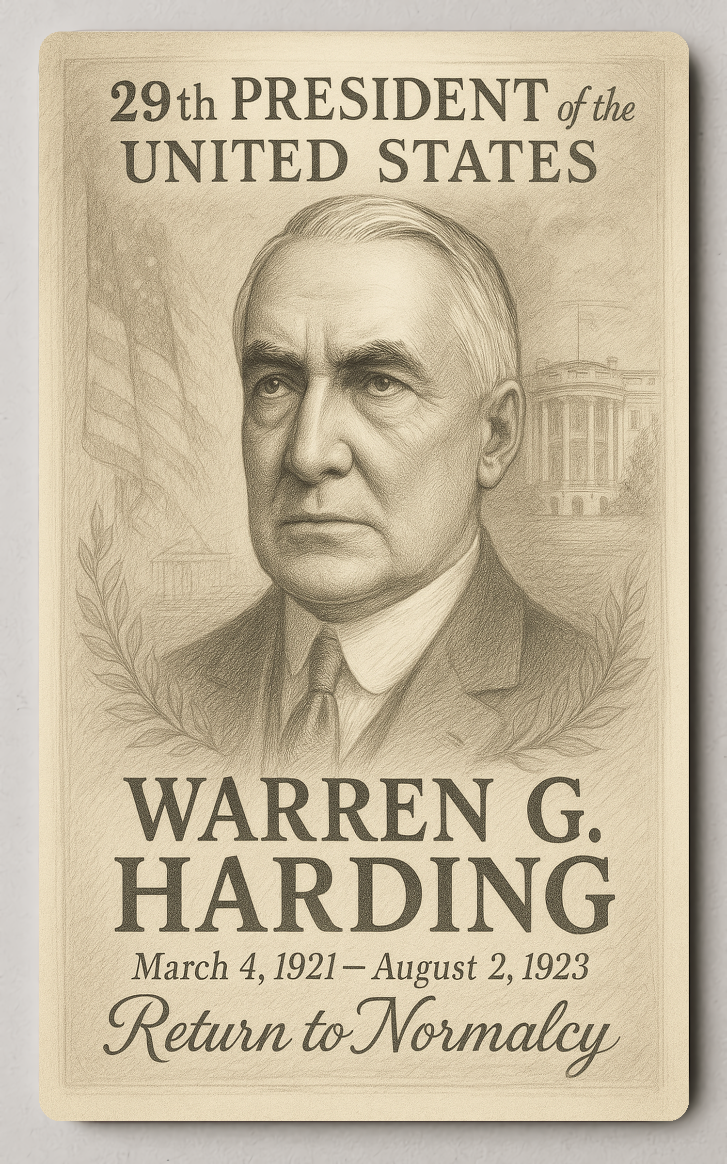 Warren G. Harding 29th President - Trading Card PosterGoat