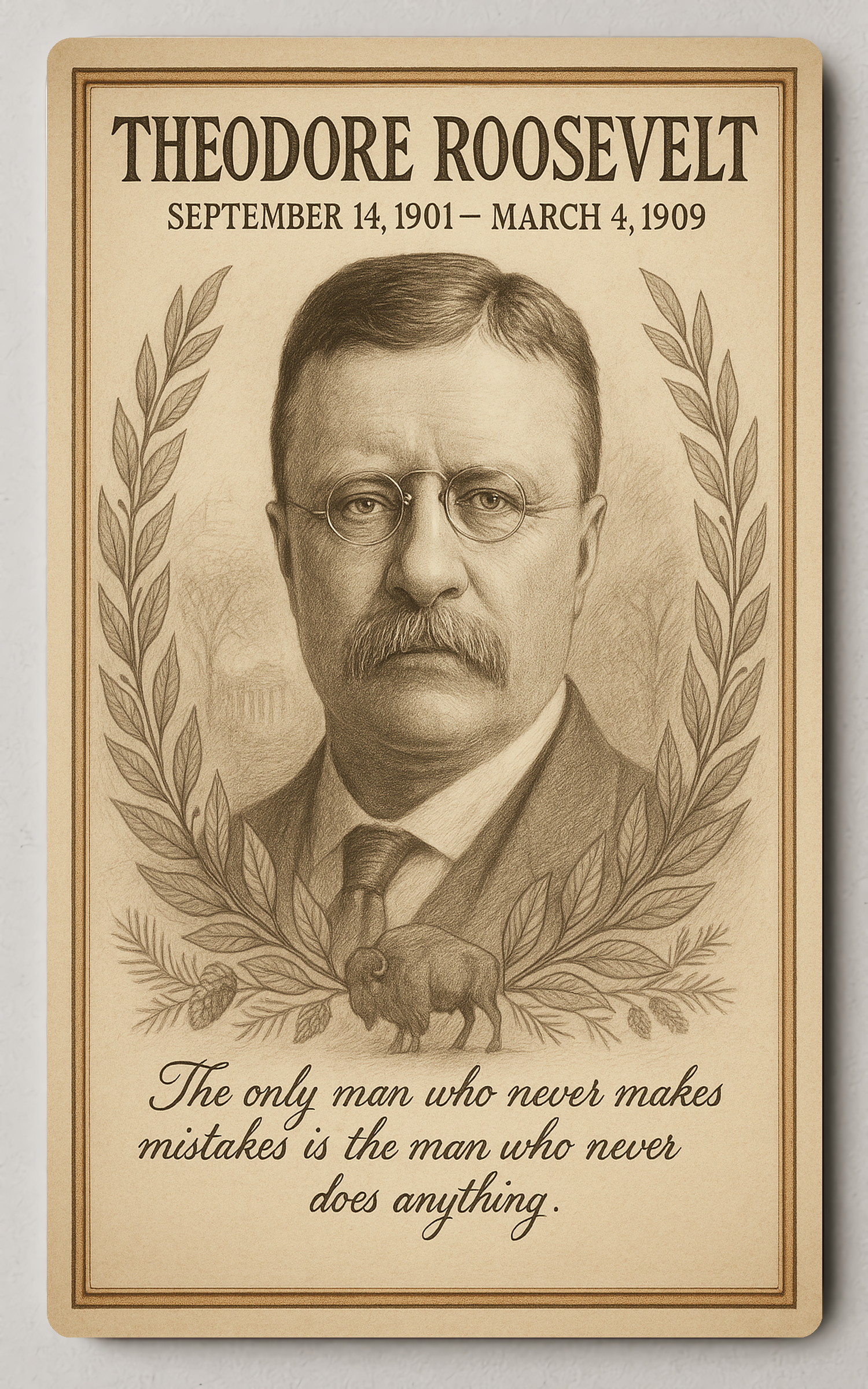Theodore Roosevelt 26th President - Trading Card PosterGoat