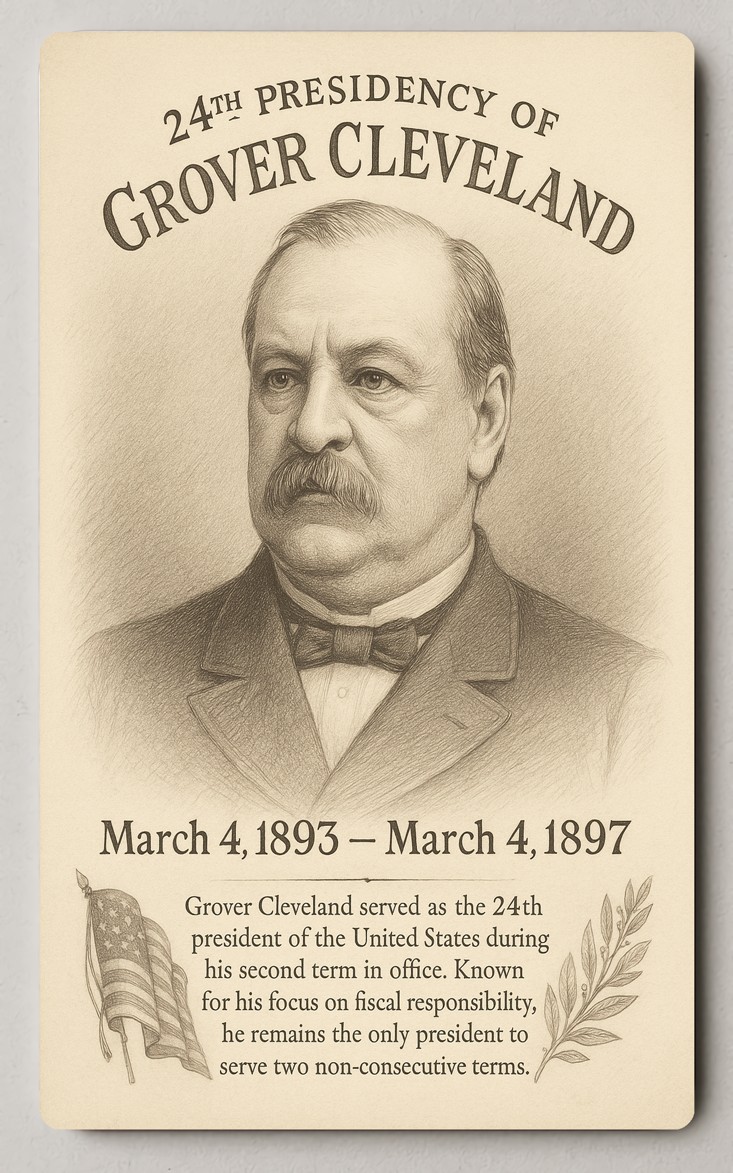 Grover Cleveland 24th President - Trading Card PosterGoat