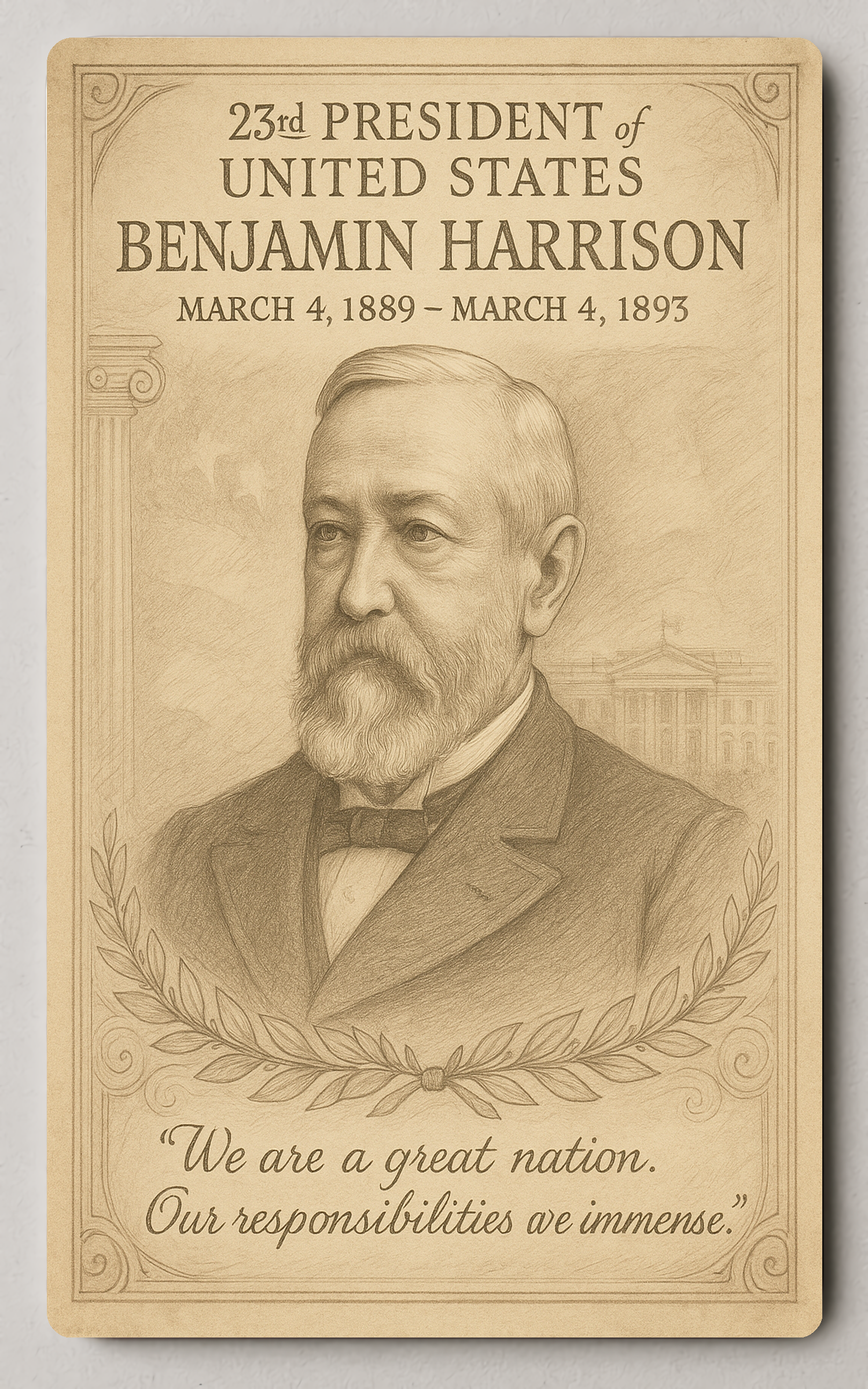 Benjamin Harrison 23rd President - Trading Card PosterGoat