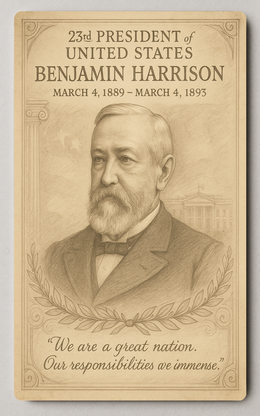 Benjamin Harrison 23rd President - Trading Card PosterGoat