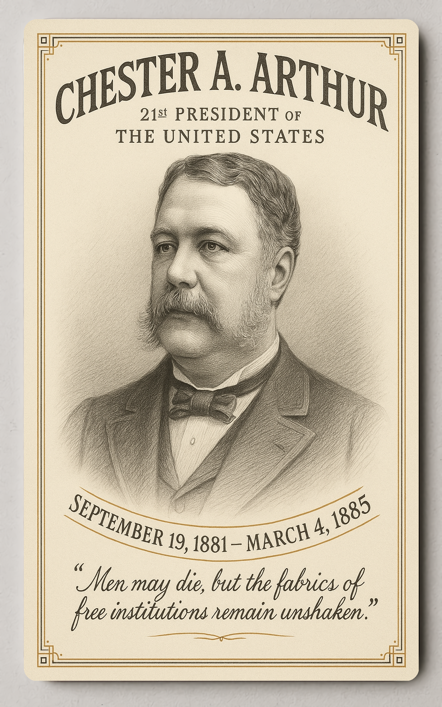 Chester A. Arthur 21st President - Trading Card PosterGoat