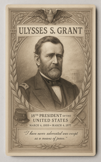 Ulysses S. Grant 18th President - Trading Card PosterGoat