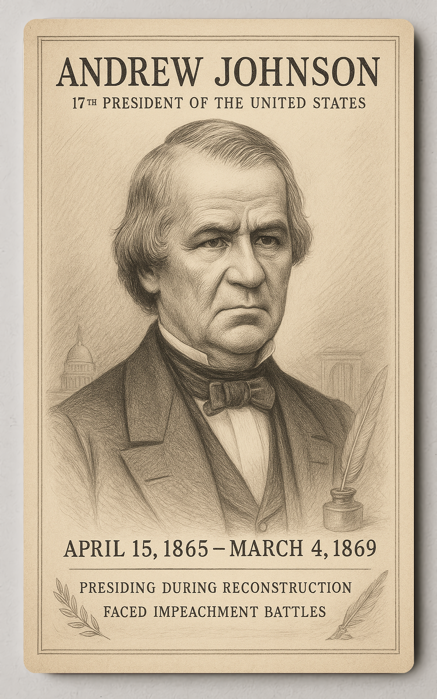 Andrew Johnson 17th President - Trading Card PosterGoat