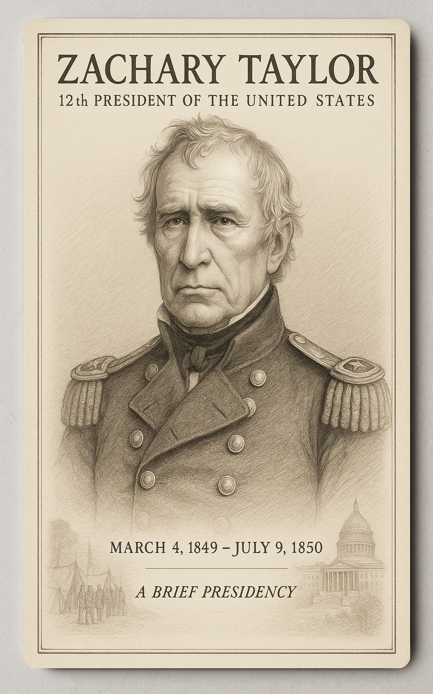 Zachary Taylor 12th President - Trading Card PosterGoat