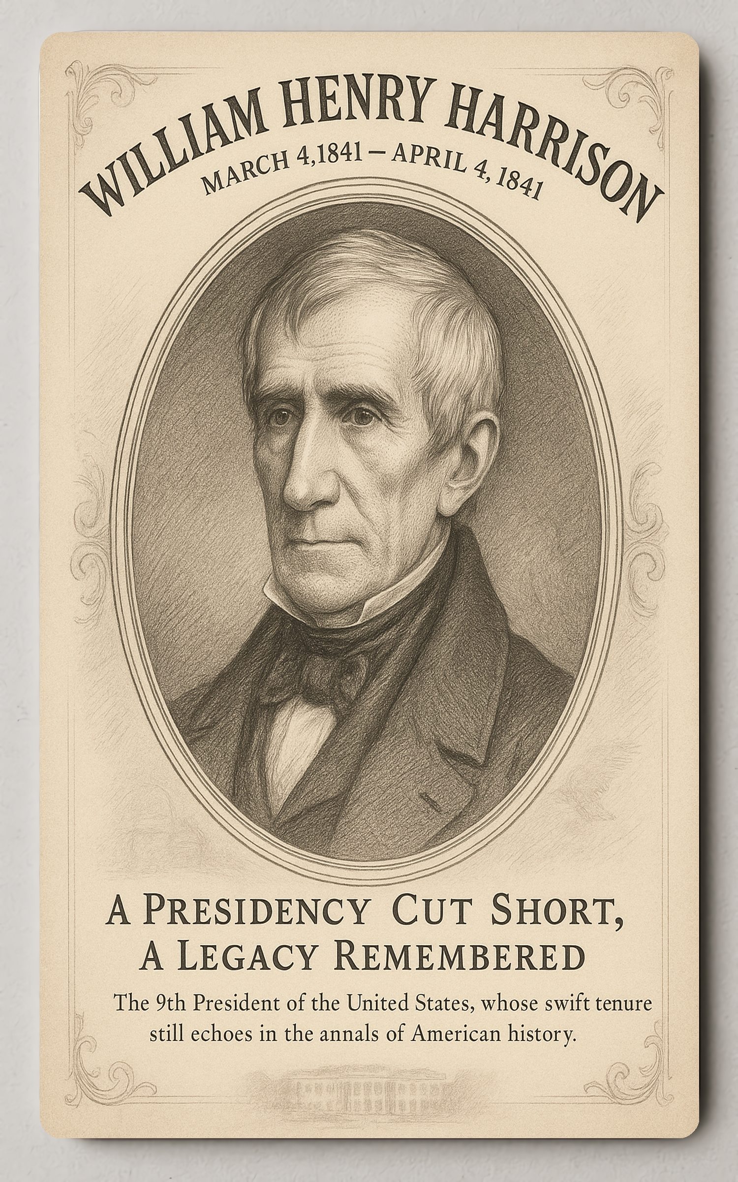 William Henry Harrison 9th President - Trading Card PosterGoat