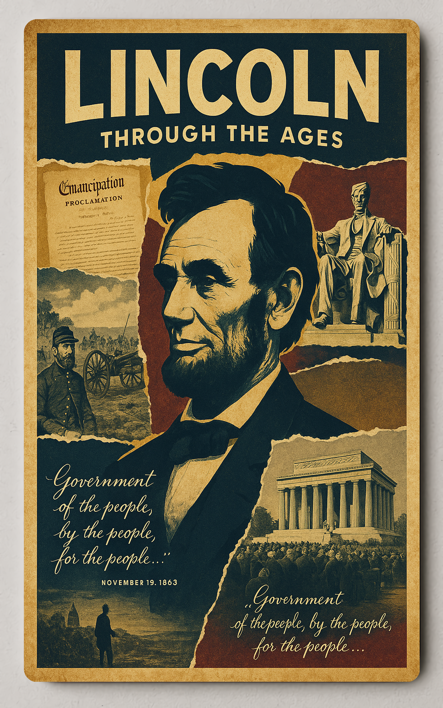 Abraham Lincoln Through the Ages - Trading Card PosterGoat