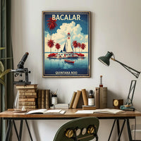 Bacalar Lighthouse in Vintage Travel Poster PosterGoat