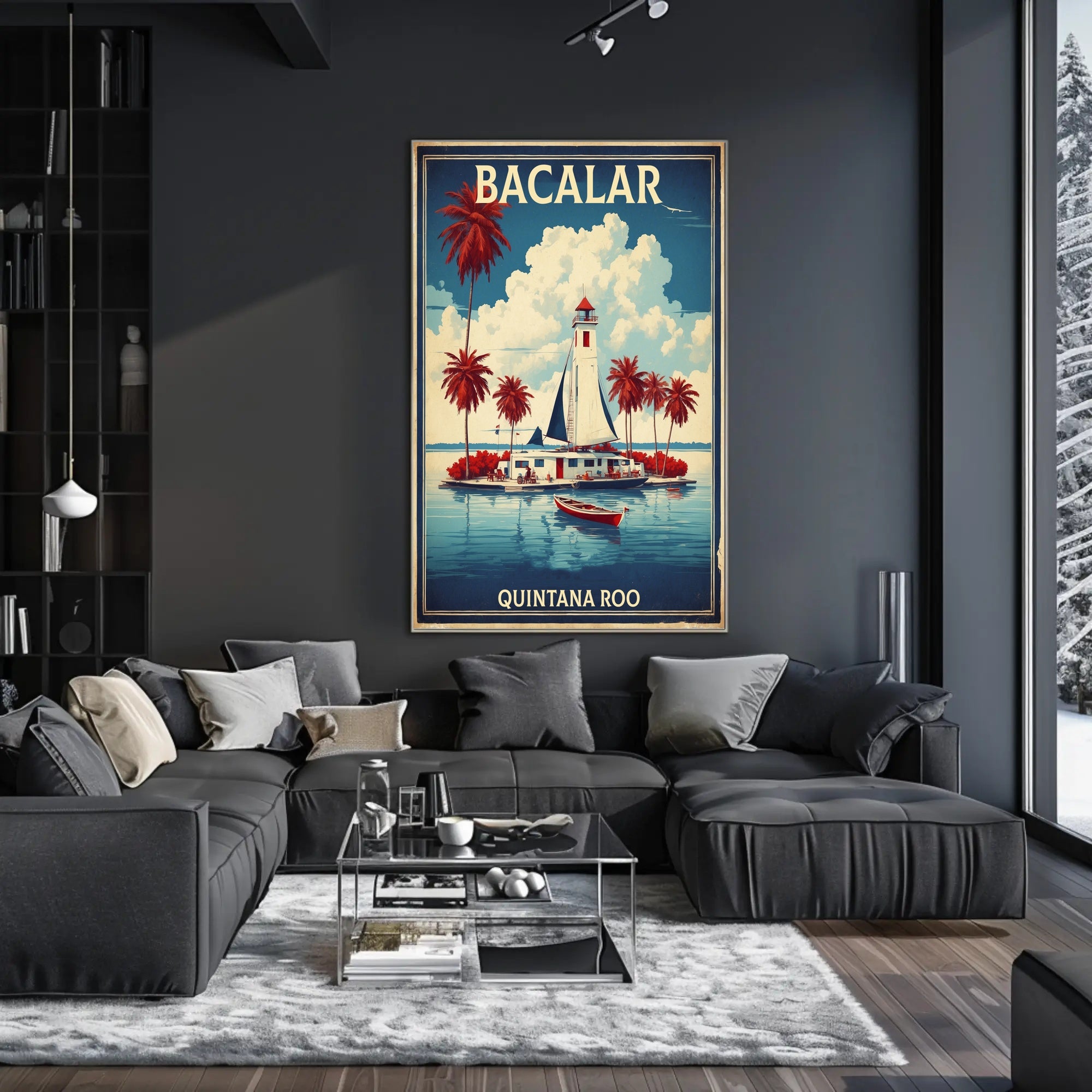 Bacalar Lighthouse in Vintage Travel Poster PosterGoat
