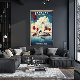 Bacalar Lighthouse in Vintage Travel Poster PosterGoat