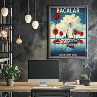 Bacalar Lighthouse in Vintage Travel Poster PosterGoat