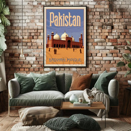 Badshahi Mosque Lahore Vintage Travel Poster PosterGoat