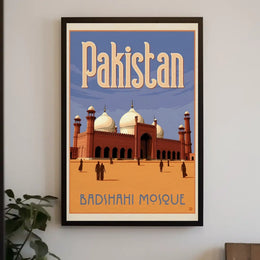 Badshahi Mosque Lahore Vintage Travel Poster PosterGoat