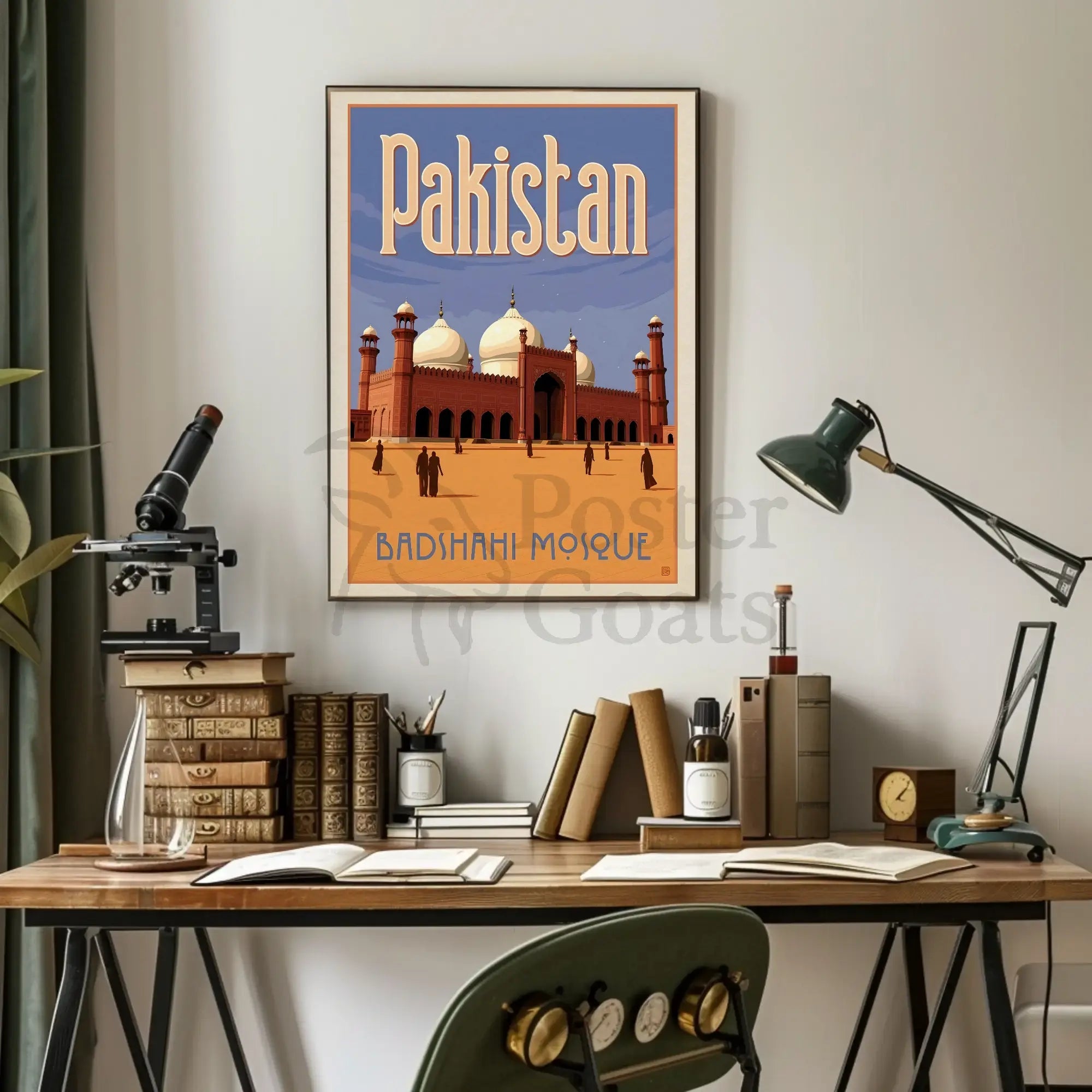 Badshahi Mosque Lahore Vintage Travel Poster PosterGoat