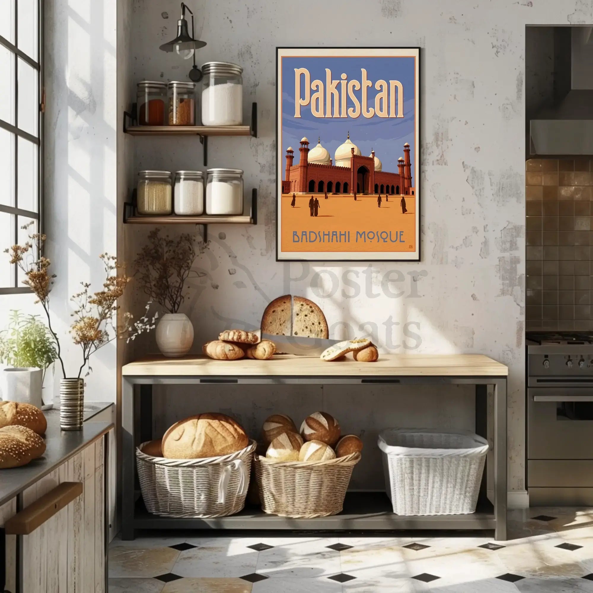 Badshahi Mosque Lahore Vintage Travel Poster PosterGoat