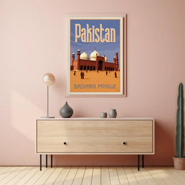Badshahi Mosque Lahore Vintage Travel Poster PosterGoat