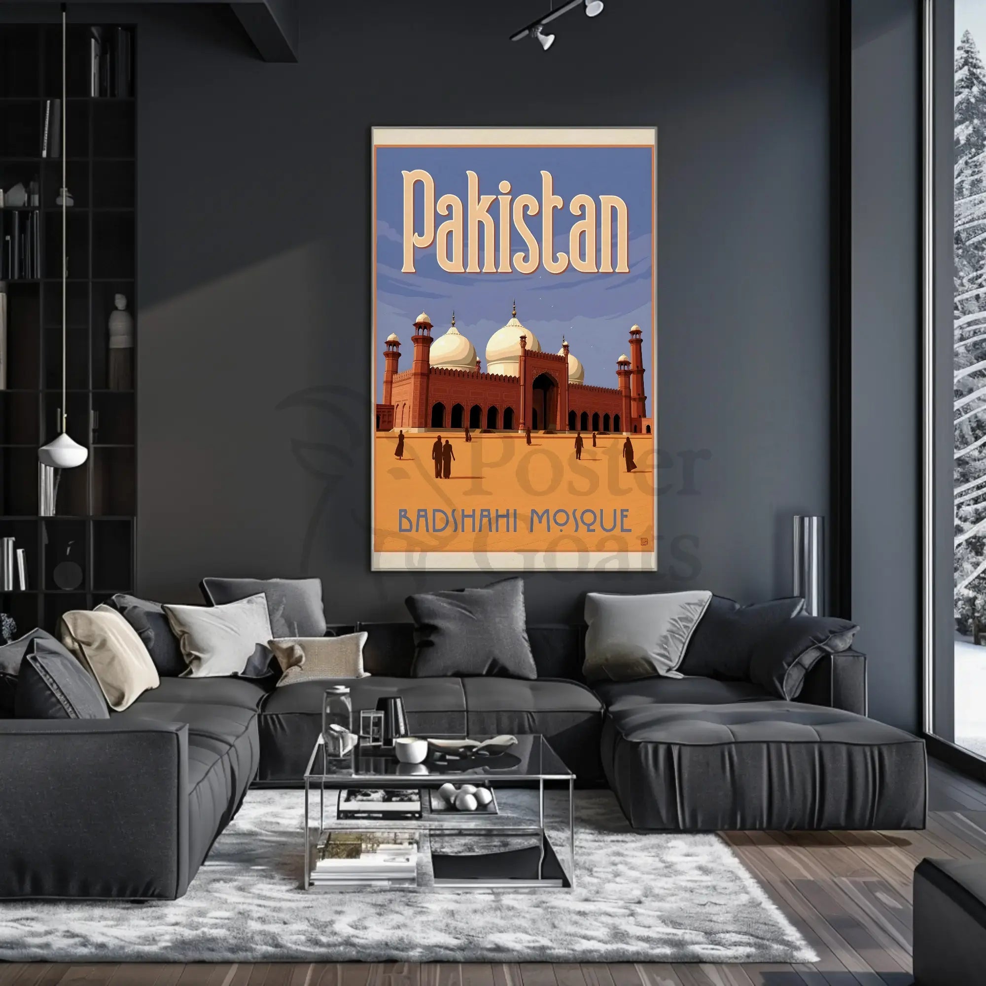 Badshahi Mosque Lahore Vintage Travel Poster PosterGoat