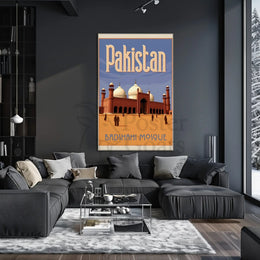 Badshahi Mosque Lahore Vintage Travel Poster PosterGoat