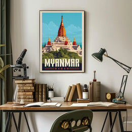 Bagan Myanmar Temple Adventure Awaits Travel Poster PosterGoat