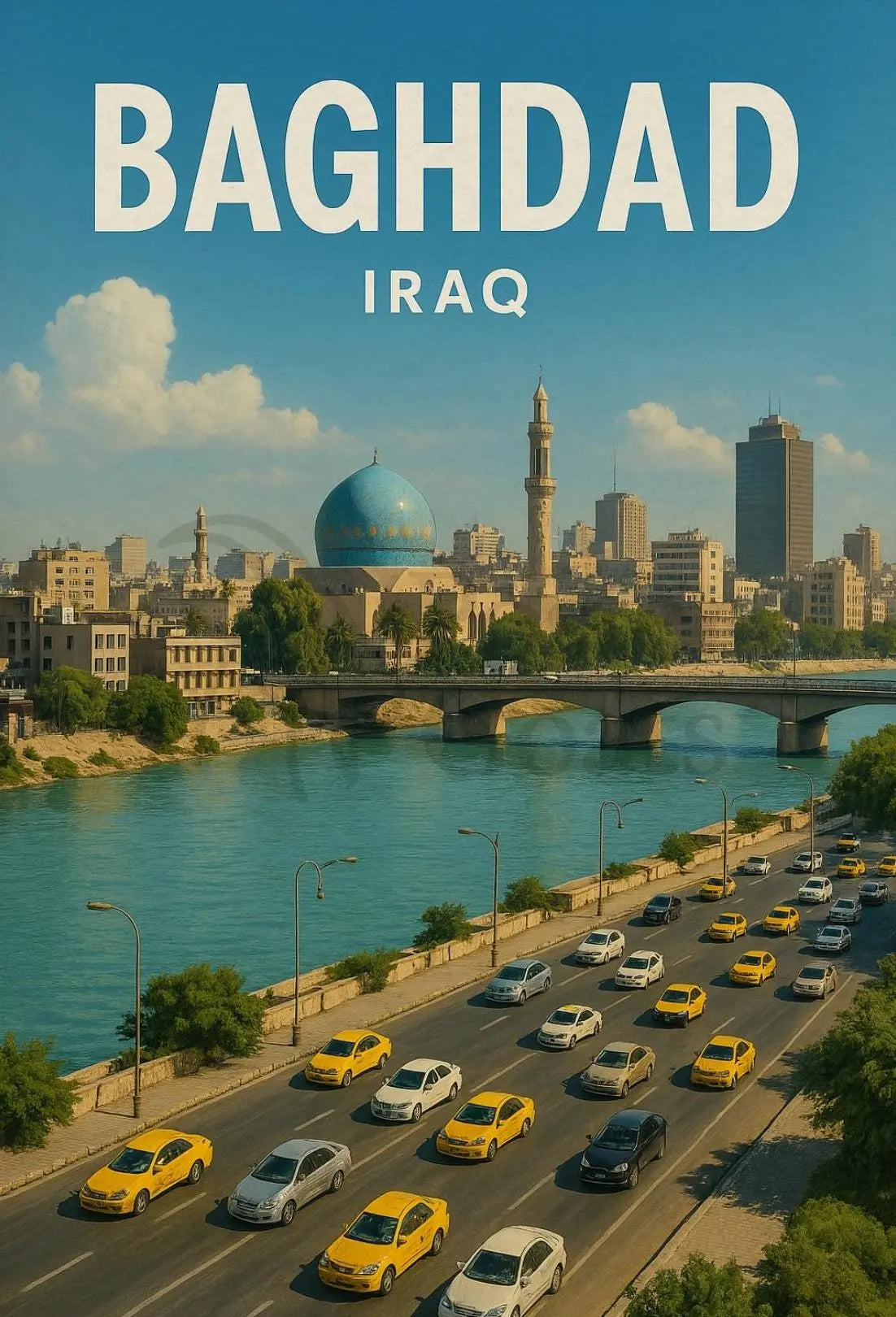 Baghdad Vibrant Cityscape Cultural or Heritage Poster PosterGoat