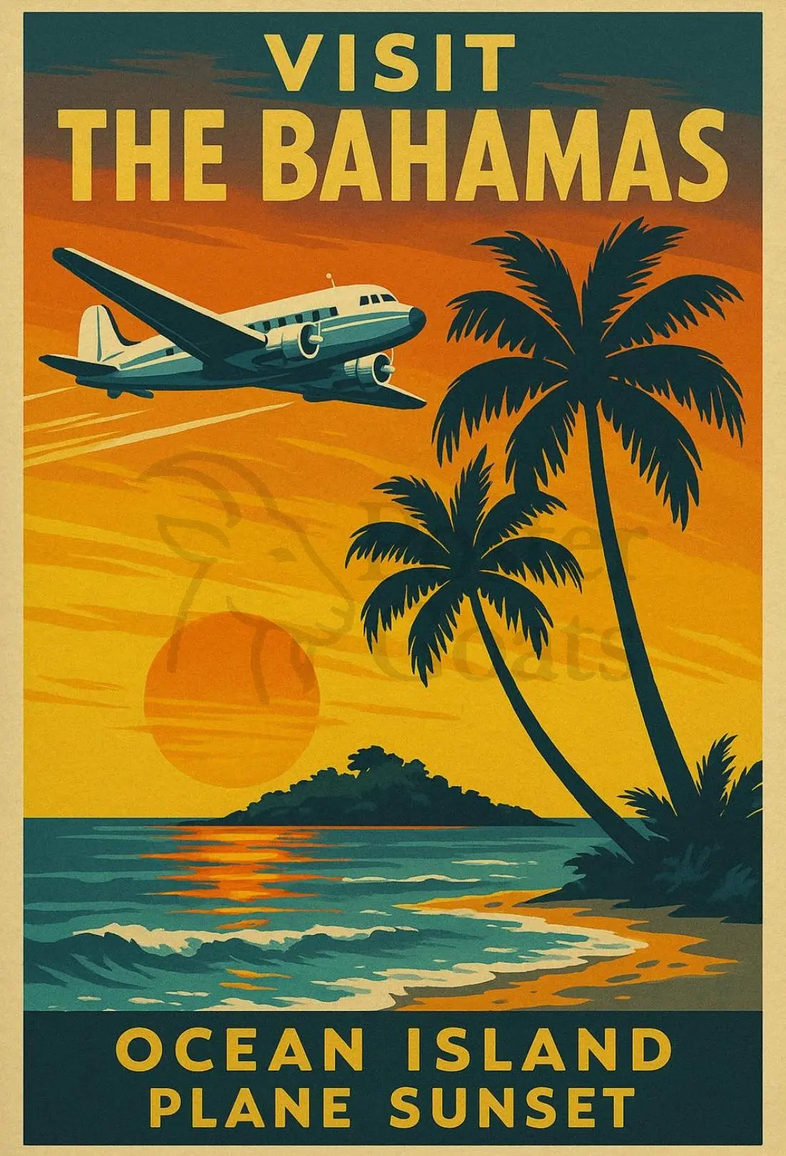 Bahamas Sunset Adventure Vintage Travel Poster PosterGoat