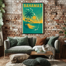Bahamas Tropical Sunset Travel Poster PosterGoat